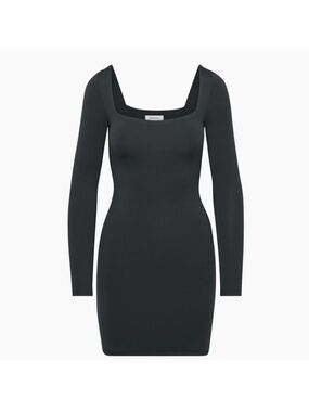 Aritzia Babaton Black Square-Neck Long Sleeve Mini Dress